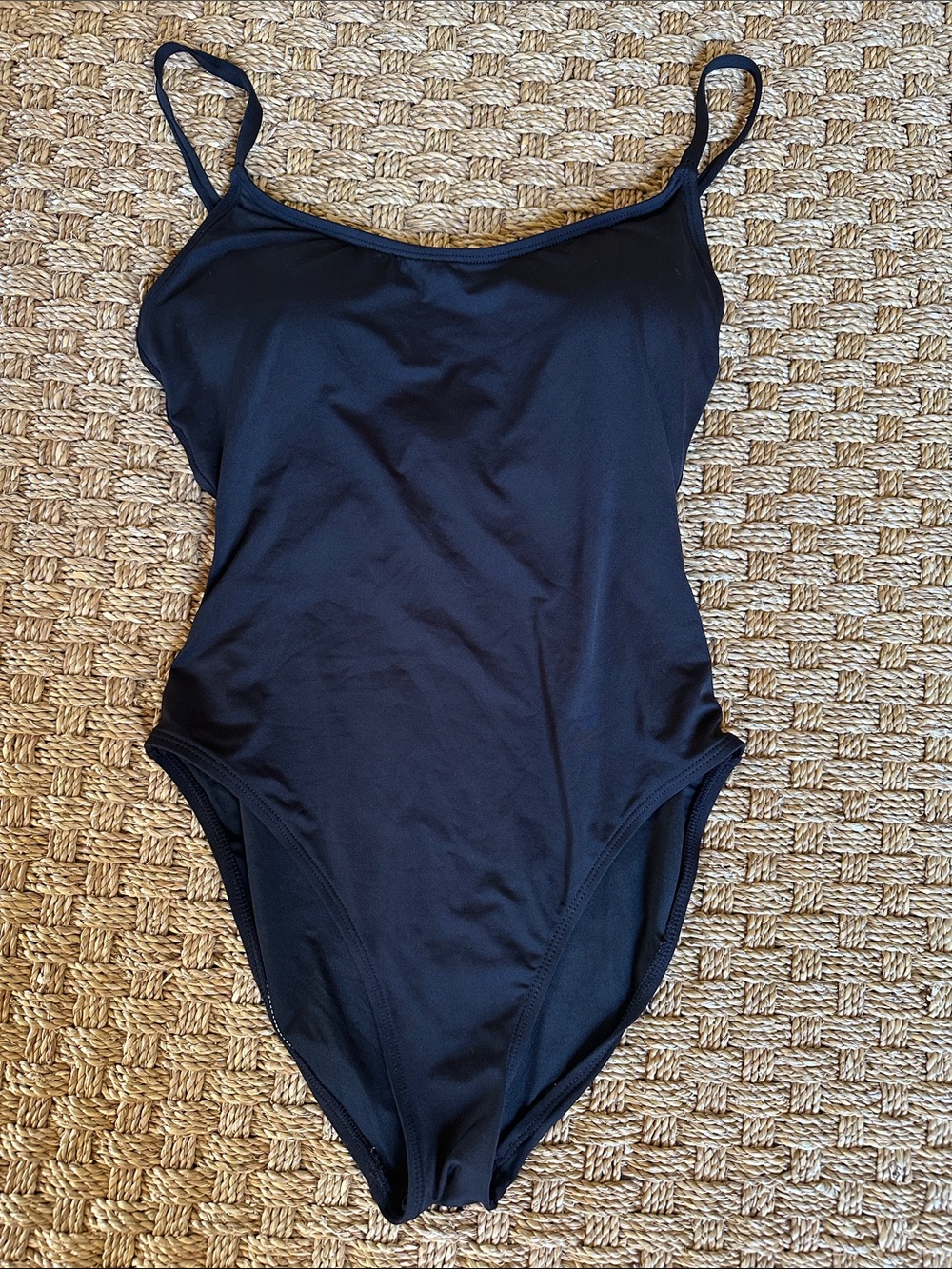 Andie Black Slim-Strap One-Piece Swimsuit Size Small
